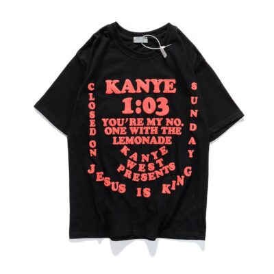 SHESRIM Kanye West Kids See Ghosts Neck Loose Casual T-shirt 3D Foam Letter Men Women Hip Hop Vintage Oversized Printed T-shirt