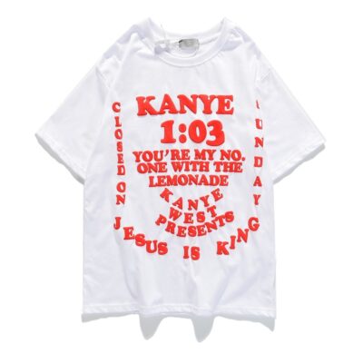 SHESRIM Kanye West Kids See Ghosts Neck Loose Casual T-shirt 3D Foam Letter Men Women Hip Hop Vintage Oversized Printed T-shirt