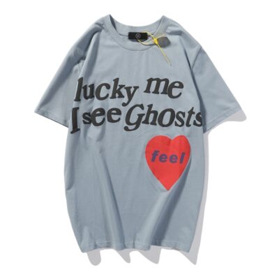 SHESRIM Kanye West Kids See Ghosts Neck Loose Casual T-shirt 3D Foam Letter Men Women Hip Hop Vintage Oversized Printed T-shirt