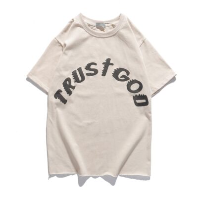 SHESRIM Kanye West Kids See Ghosts Neck Loose Casual T-shirt 3D Foam Letter Men Women Hip Hop Vintage Oversized Printed T-shirt
