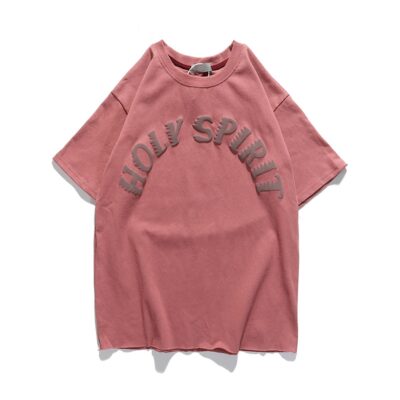 SHESRIM Kanye West Kids See Ghosts Neck Loose Casual T-shirt 3D Foam Letter Men Women Hip Hop Vintage Oversized Printed T-shirt