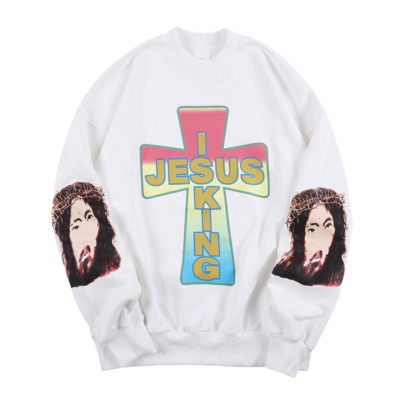 Jesus Is King Long Sleeve Print Sweatshirt