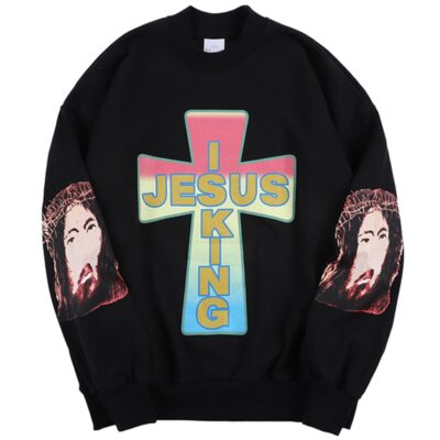 Jesus Is King Long Sleeve Print Sweatshirt